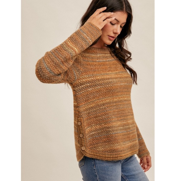 🌟 “The Odessa" Tan Button Side Sweater - Picture 2 of 2